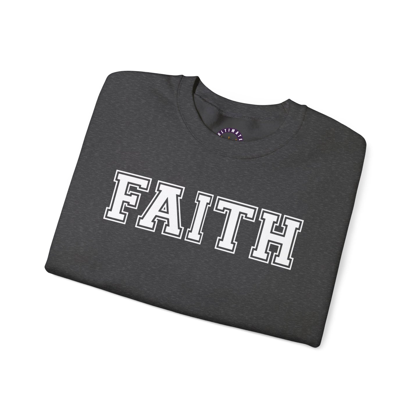 Faith Unisex Crewneck Sweatshirt | Classic Varsity Lettering Religious Pullover