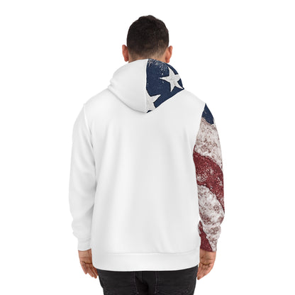 American Flag Split-Print Hoodie — Distressed Stars & Stripes AOP
