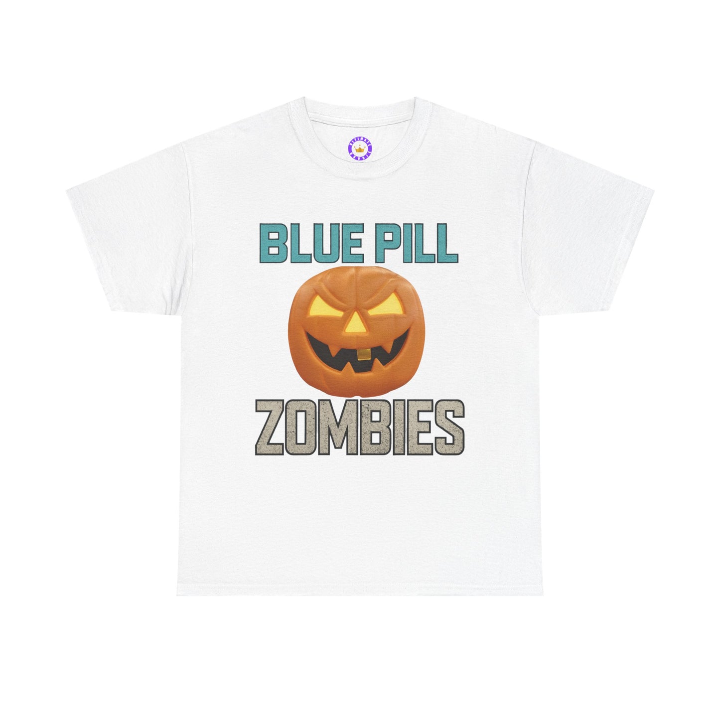 Blue Pill Zombies Tee | Halloween Zombie Tee, Funny Pumpkin Shirt, Unisex Heavy Cotton Tee, Party Apparel, Spooky Gift Idea, Fall Festivities
