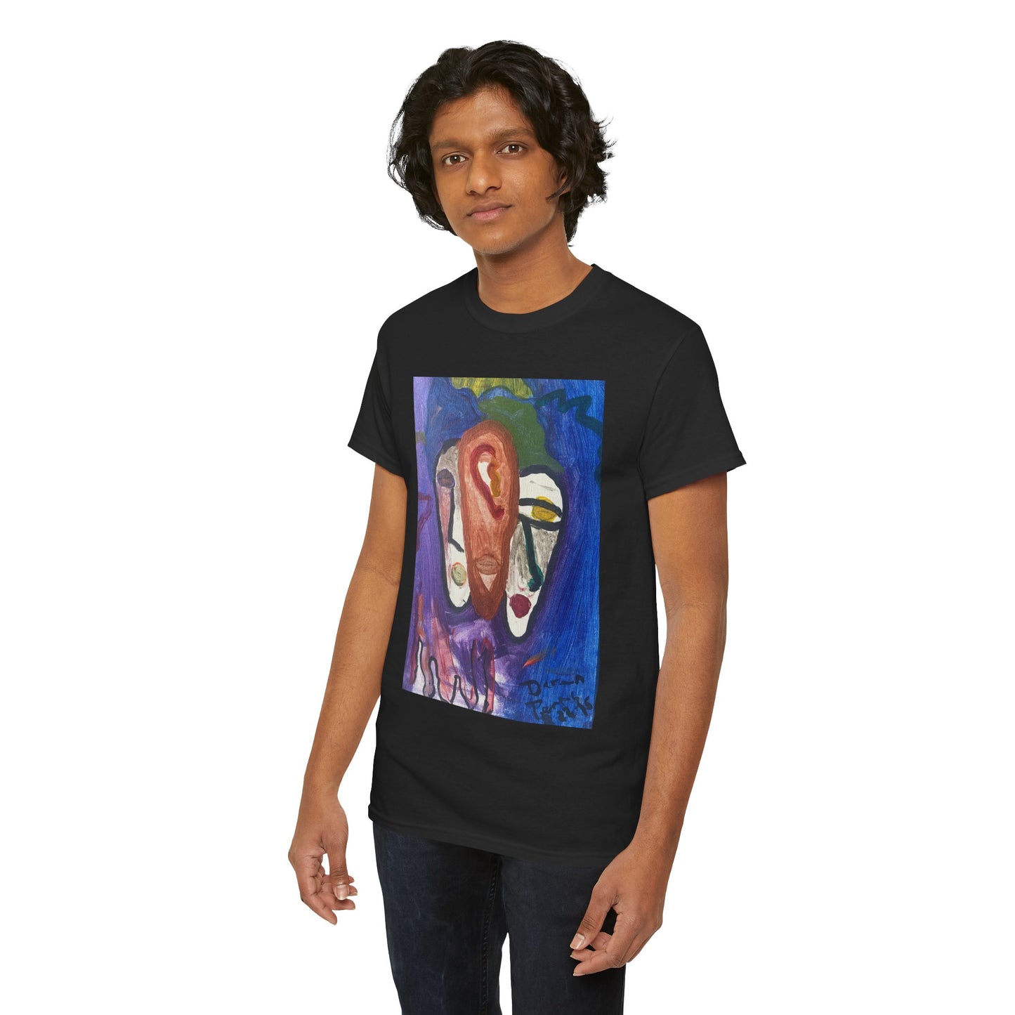 Premium Thee Shirt | Abstract Face Art T-Shirt | Colorful Modern Expressionist Tee