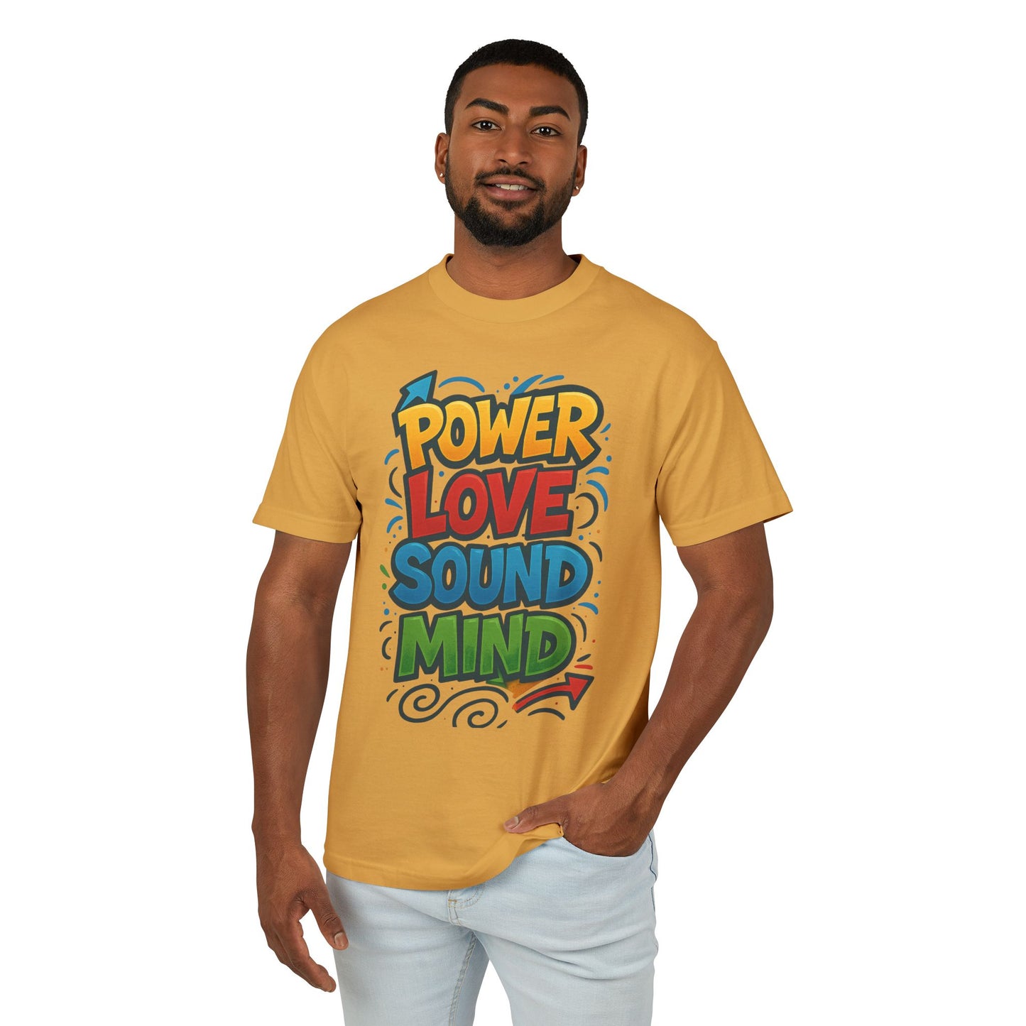 Power Love Sound Mind T-Shirt | Retro Colorful Graphic Tee