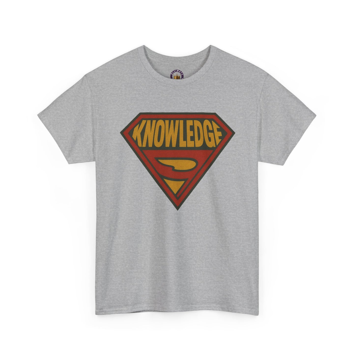 Knowledge Shield Tee | Retro Superhero Emblem T-Shirt
