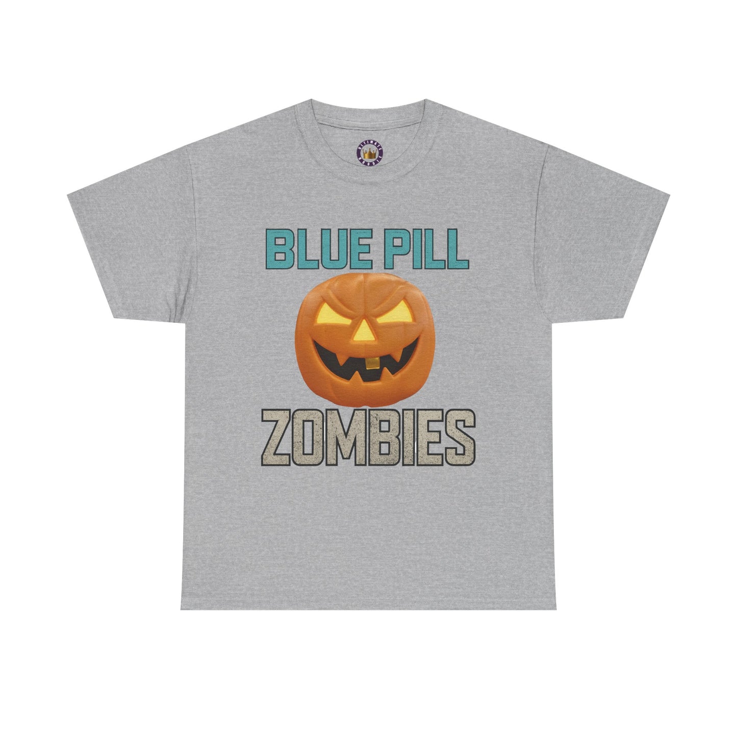 BLUE PILL ZOMBIES Tee | Halloween Zombie Tee, Funny Pumpkin Shirt, Unisex Heavy Cotton Tee, Party Apparel, Spooky Gift Idea, Fall Festivities