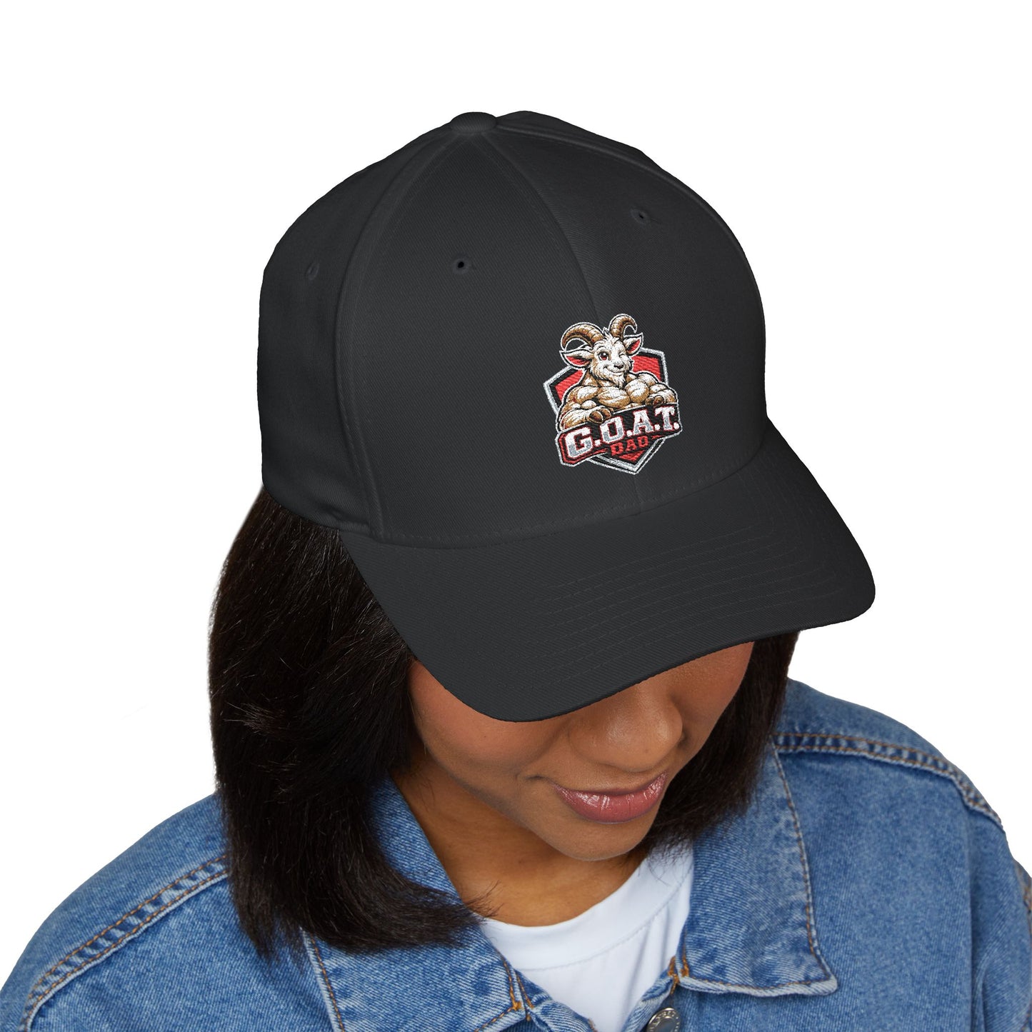 GOAT DAD Embroidered Cap — Classic Structured Baseball Hat