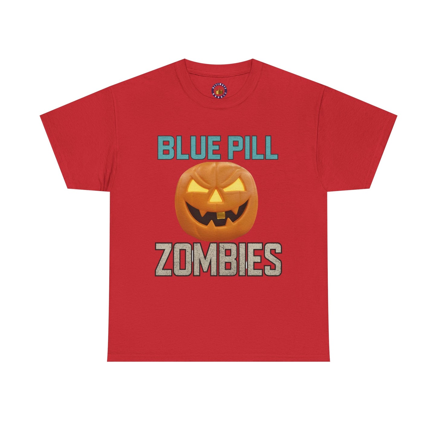 BLUE PILL ZOMBIES Tee | Halloween Zombie Tee, Funny Pumpkin Shirt, Unisex Heavy Cotton Tee, Party Apparel, Spooky Gift Idea, Fall Festivities