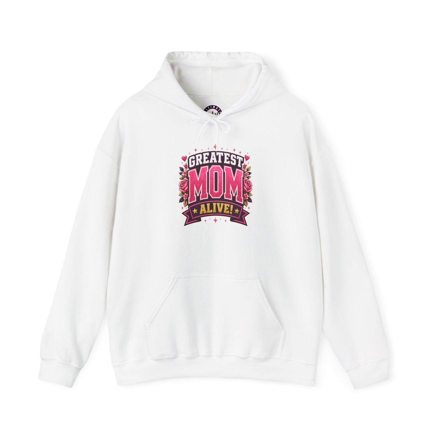 Greatest Mom Alive! Hoodie | White Floral Mother's Day Gift Pullover