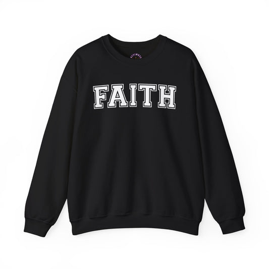 Faith Unisex Crewneck Sweatshirt | Classic Varsity Lettering Religious Pullover