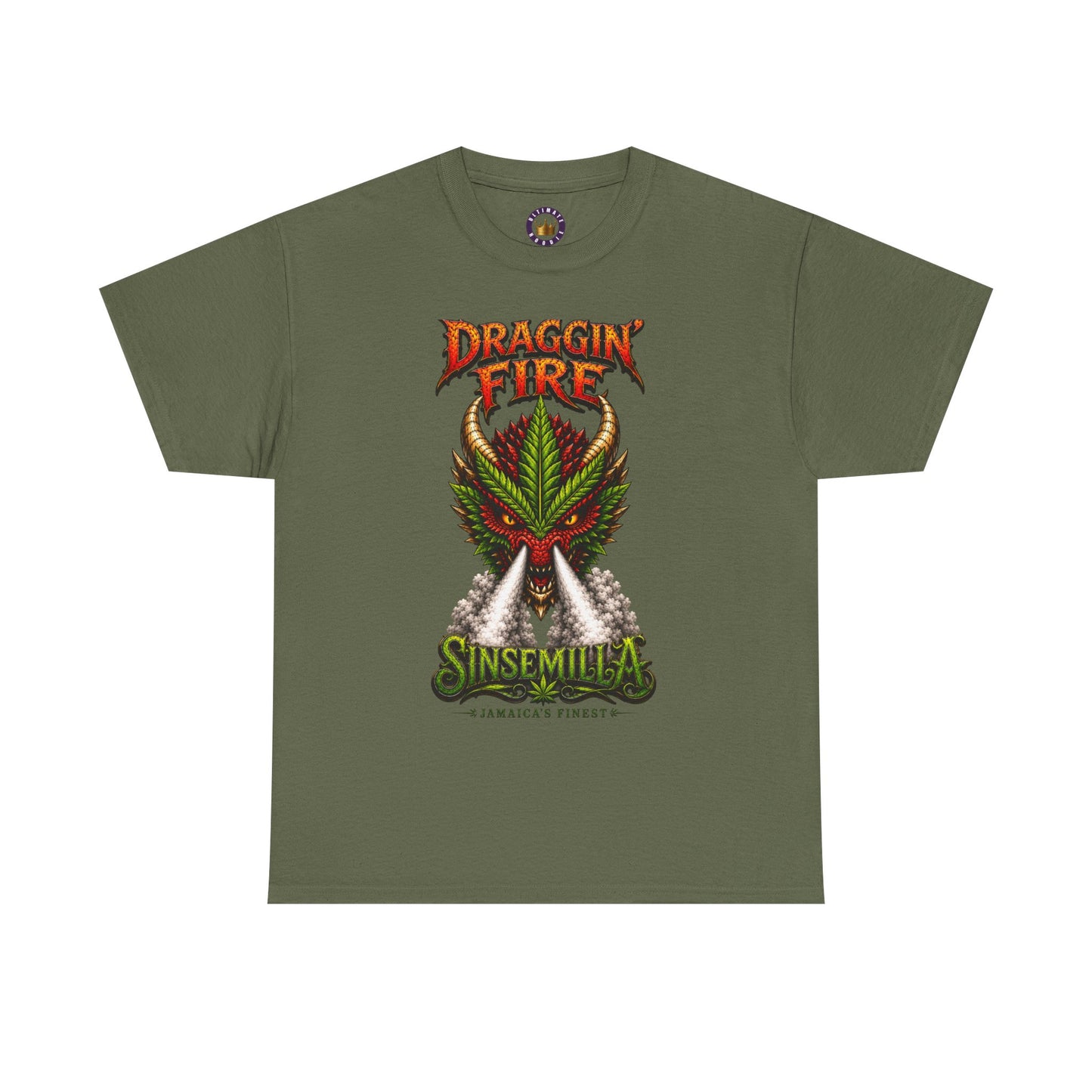 Draggin' Fire Sinsemilla Cannabis Leaf T-Shirt | Retro Stoner Graphic Tee