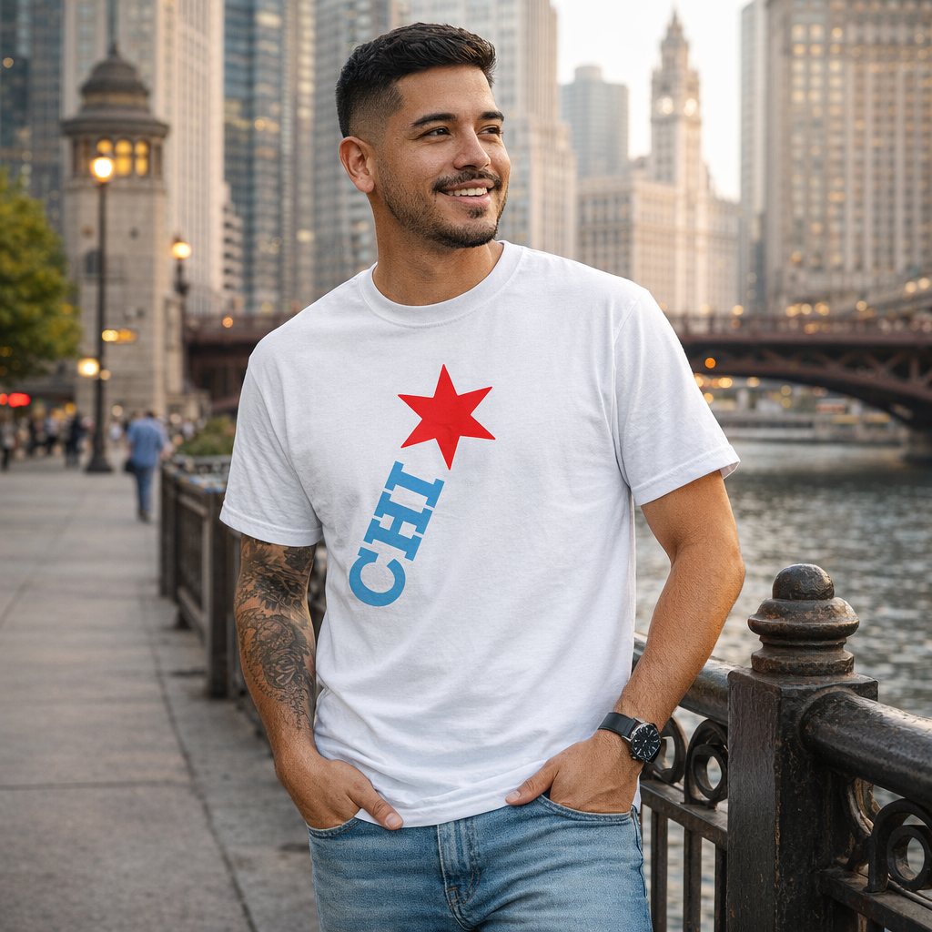 CHI Star T‑Shirt | Chicago  Diagonal Red Star & Tee
