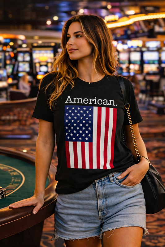 American. | Unisex Heavy Cotton Tee - Casual Comfort, Perfect for Everyday Wear, Summer Outings, Gifts for Friends, Relaxed Vibes