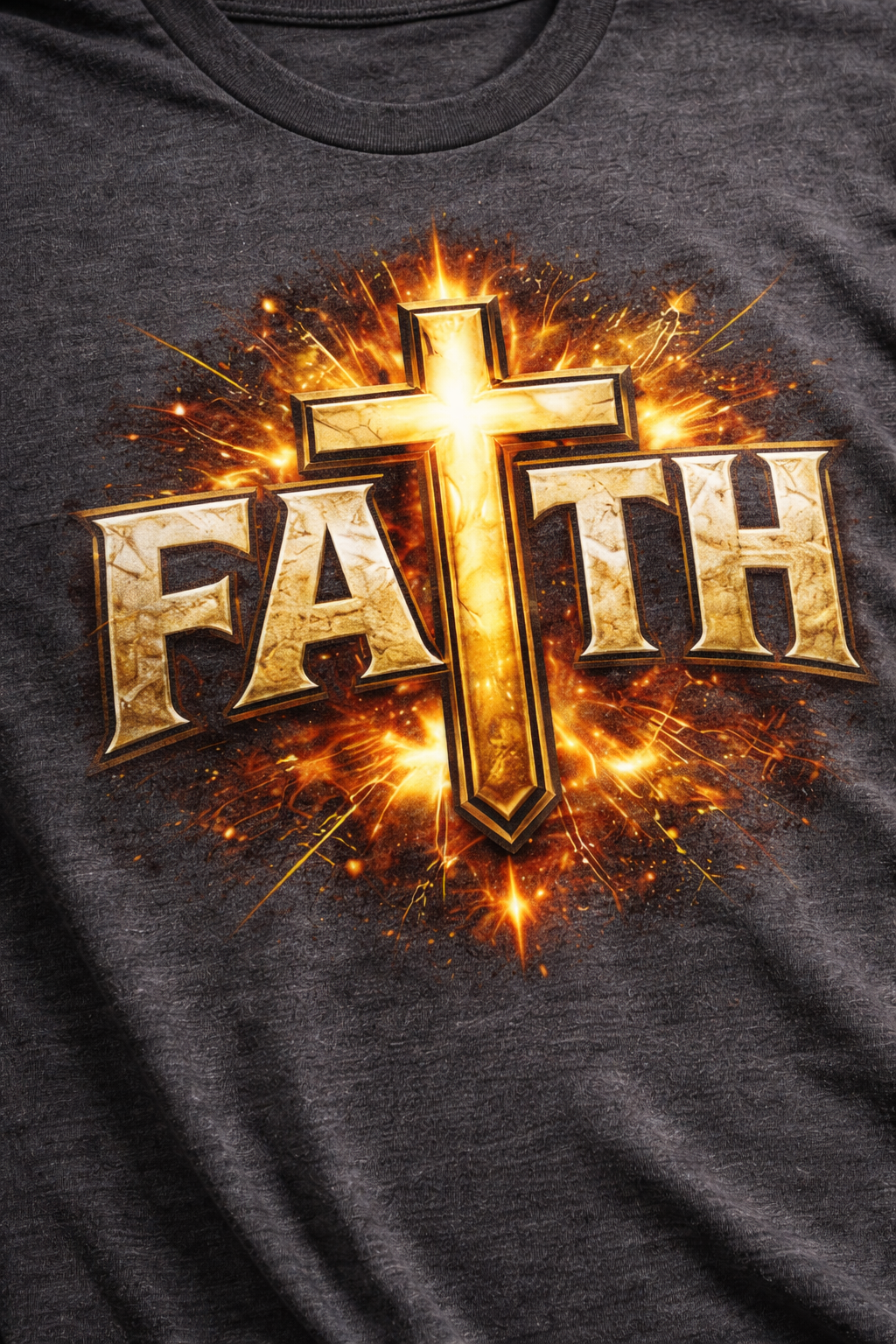 FAITH BREASTPLATE  | 100% COTTON HEAVYWEIGHT, DISTRESSED PRINT, FADED TONE TEE