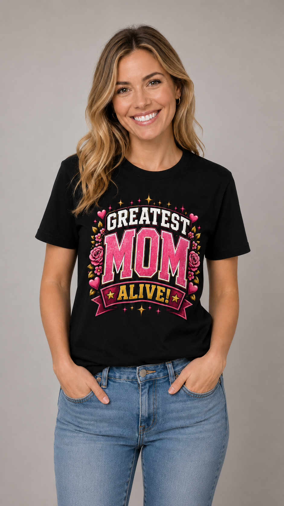 Greatest Mom Alive T-Shirt — Black Floral Mother's Day Gift