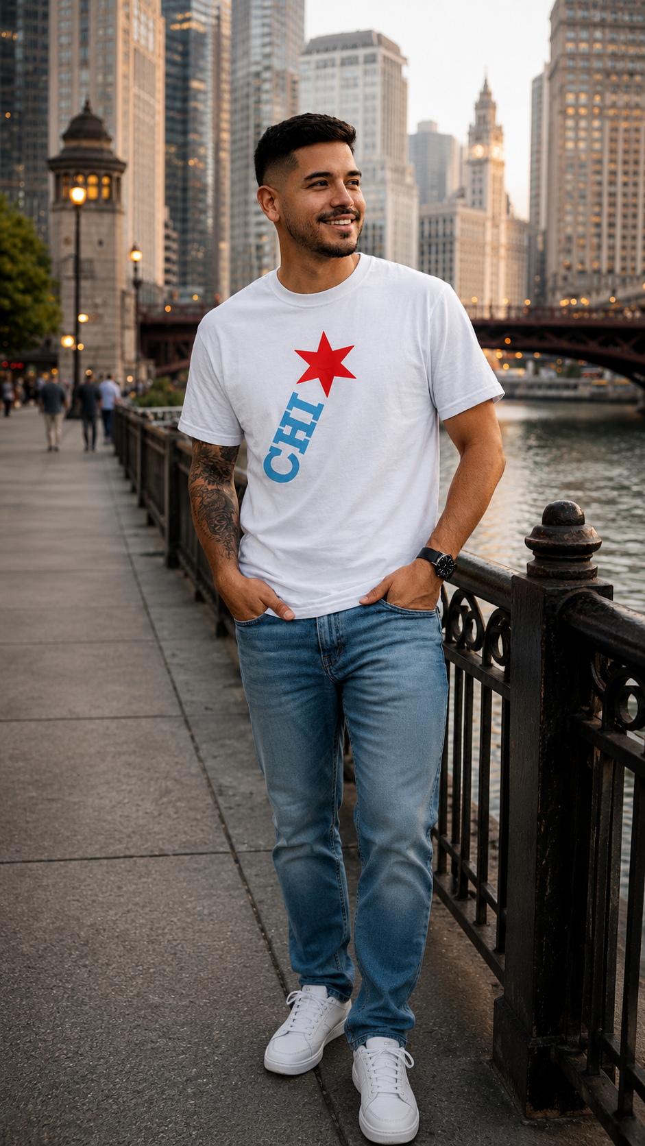 CHI Star T‑Shirt | Chicago  Diagonal Red Star & Tee