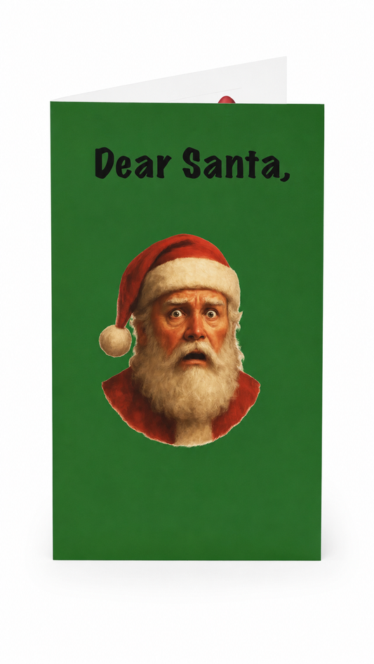 Dear Santa Vintage Portrait Greeting Card | Christmas Holiday Card