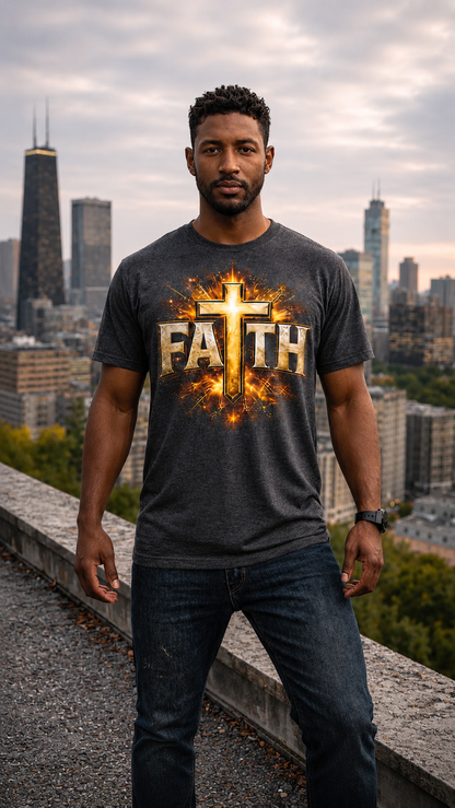 FAITH BREASTPLATE  | 100% COTTON HEAVYWEIGHT, DISTRESSED PRINT, FADED TONE TEE