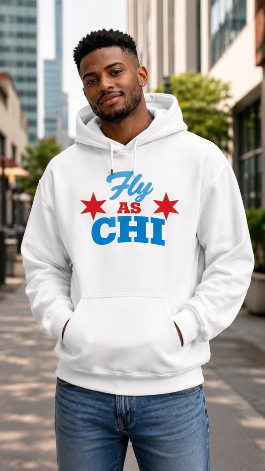 Fly As Chi Hoodie | Windy City Sweatshirt, Illinois Pride Pullover, Chicago Flag Apparel, Gift for Chicagoan