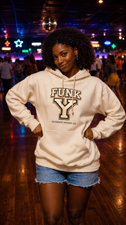 FUNK Y Collegiate Logo Hoodie — Vintage Varsity Graphic Pullover
