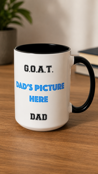 G.O.A.T. Dad Coffee Mug - Personalized Gift for Father's Day, Birthday, Coffee Lovers, Funny Dad Mug, Custom Photo Mug