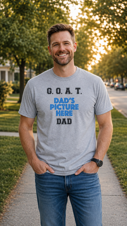 G.O.A.T. DAD Customizable  T‑Shirt | With Dad's Picture, Personalized Father's Day Tee