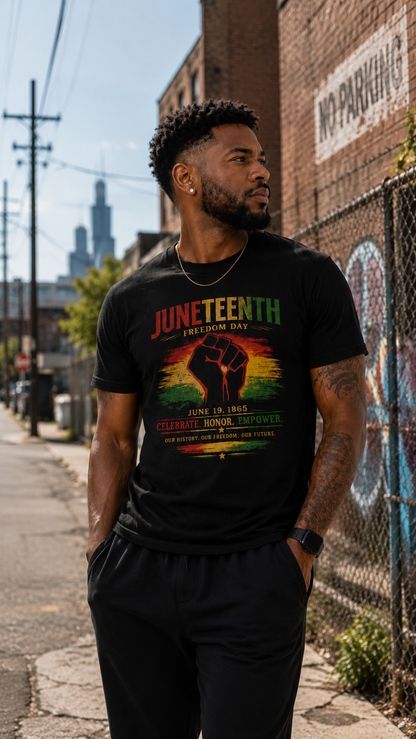Juneteenth Freedom Day Tee — "Celebrate, Honor, Empowerment" Graphic T-Shirt