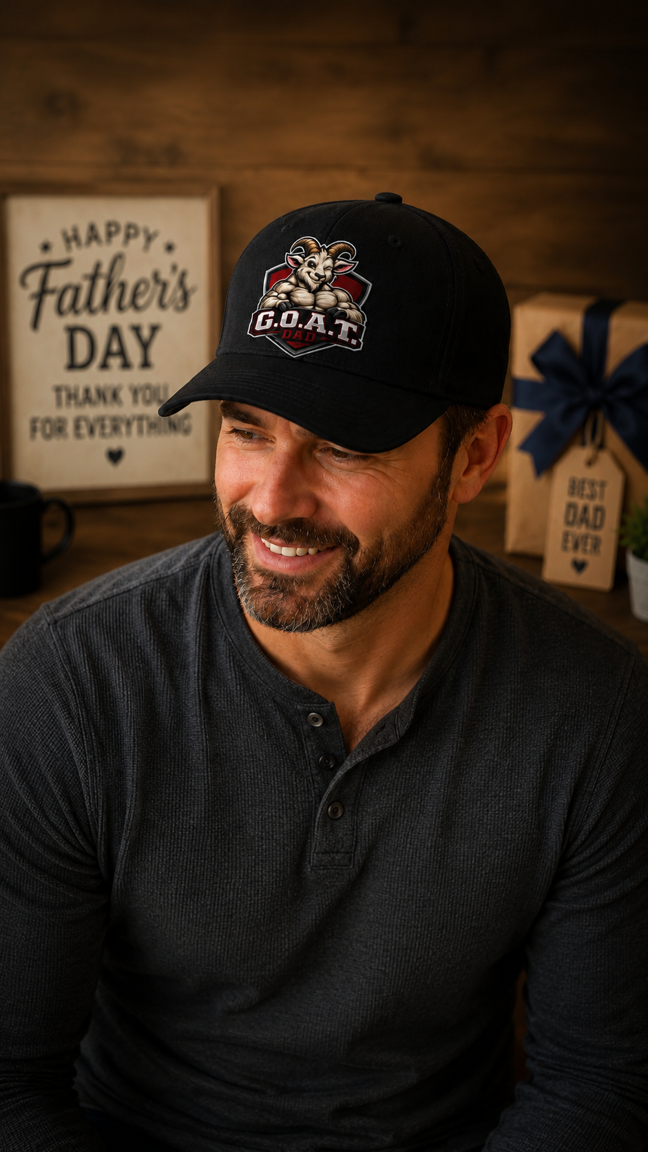 GOAT DAD Embroidered Cap — Classic Structured Baseball Hat