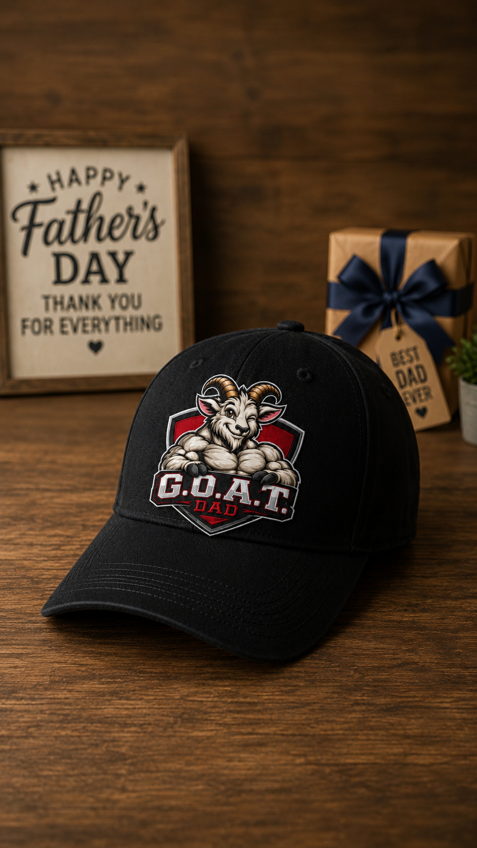 GOAT DAD Embroidered Cap — Classic Structured Baseball Hat