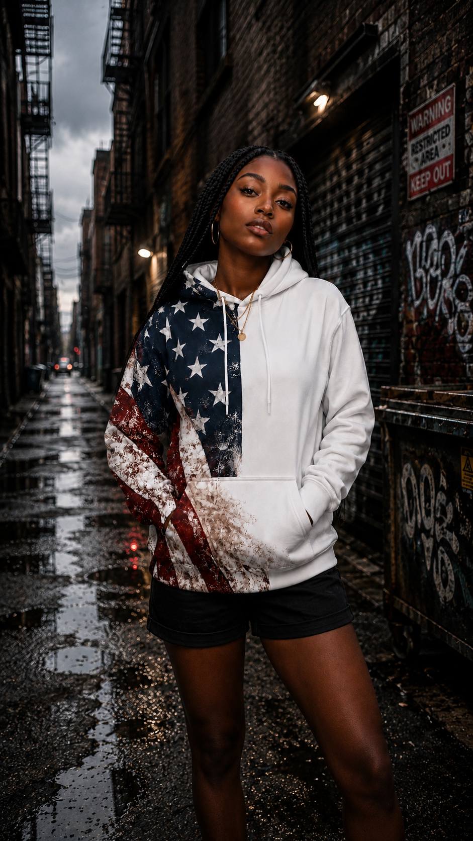 American Flag Split-Print Hoodie — Distressed Stars & Stripes AOP