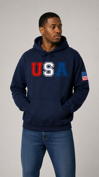 USA Hoodie |  Unisex Sweatshirt, Patriotic Casual Wear, Gift for Veterans, Eco-Friendly Clothing