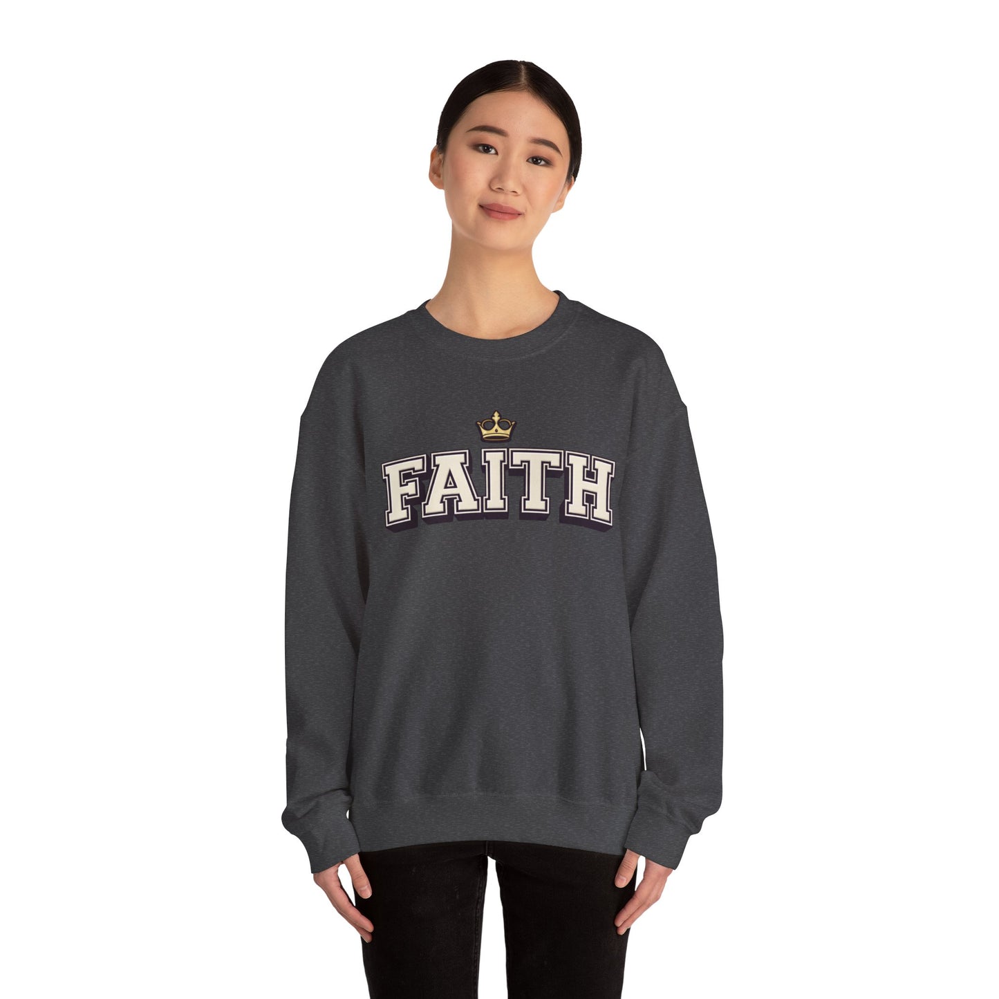 Faith Unisex Crewneck Sweatshirt | Classic Varsity Lettering Pullover