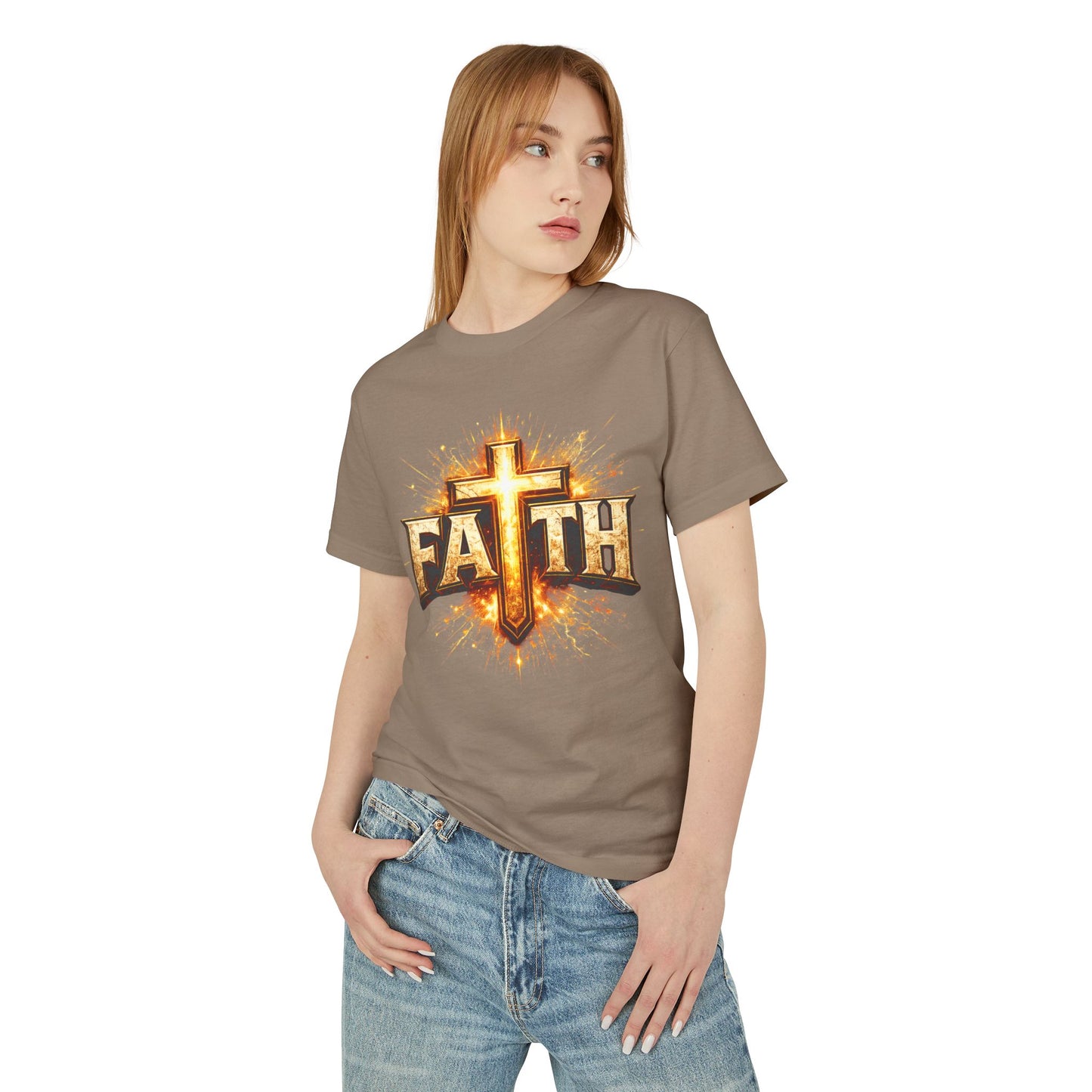 FAITH BREASTPLATE  | 100% COTTON HEAVYWEIGHT, DISTRESSED PRINT, FADED TONE TEE