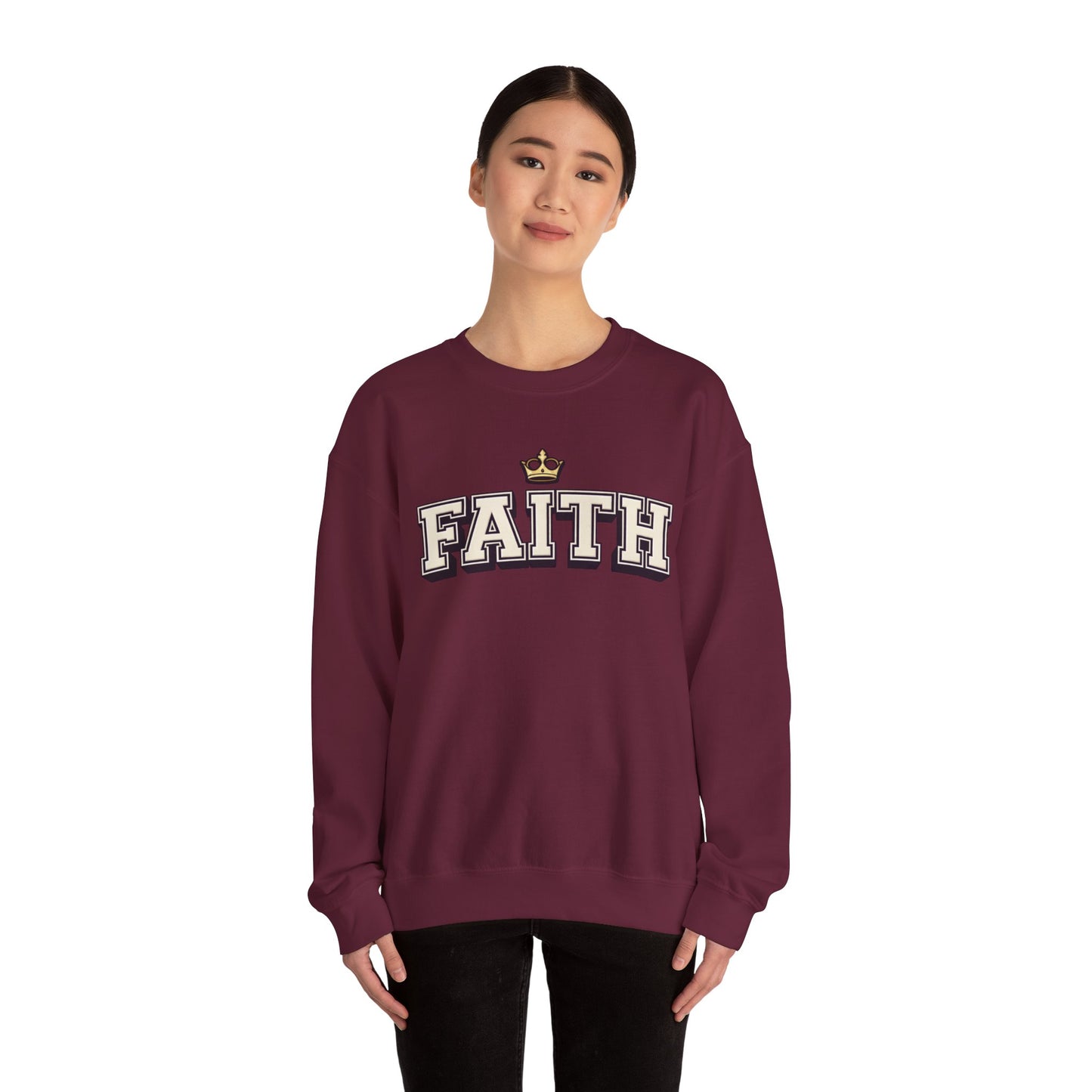 Faith Unisex Crewneck Sweatshirt | Classic Varsity Lettering Pullover