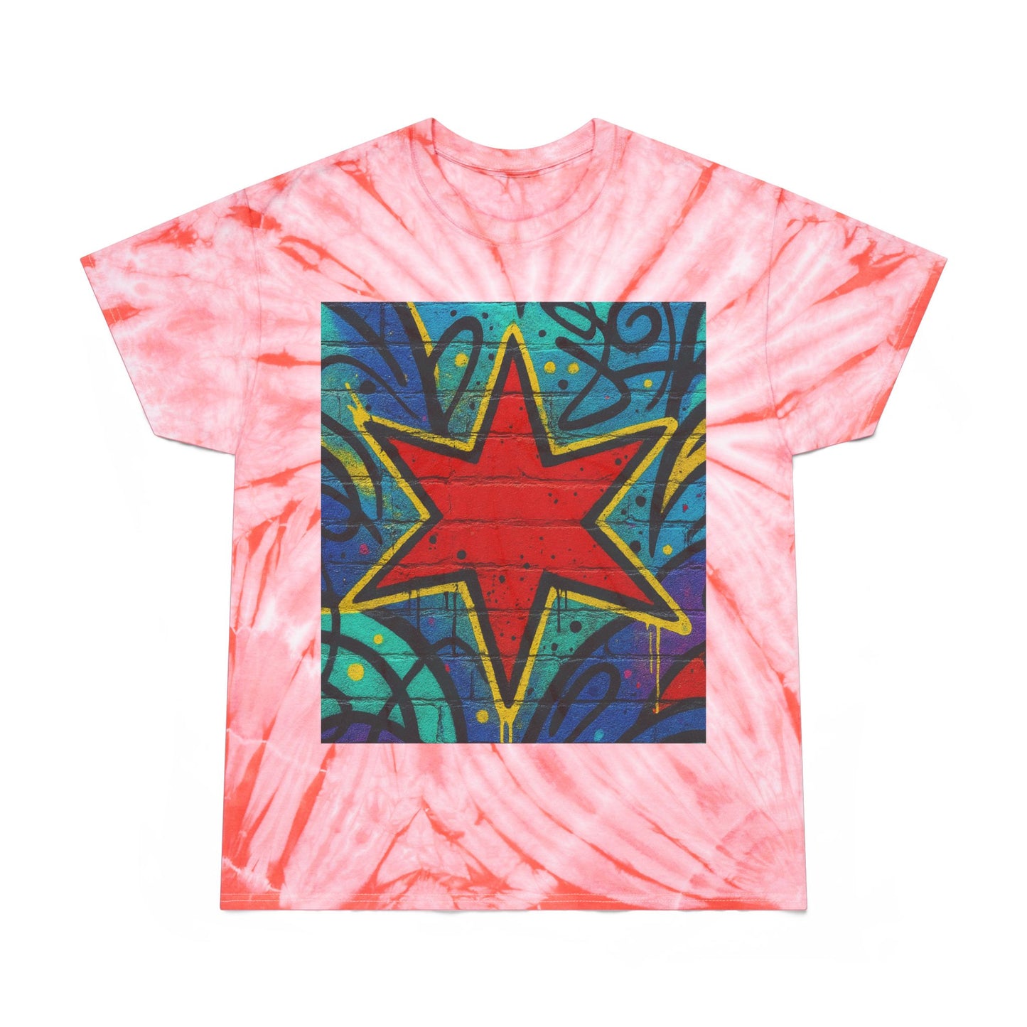 Tie-Dye Star Tee — Yellow Cyclone Graphic T‑Shirt