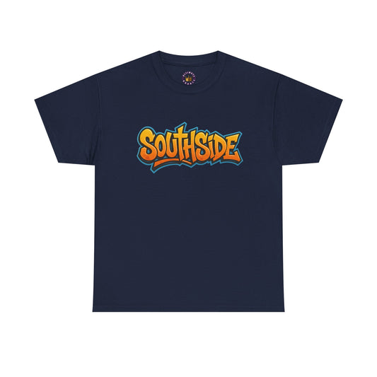 Southside Graffiti Tee — Urban Streetwear T-Shirt with Bold Orange Logo