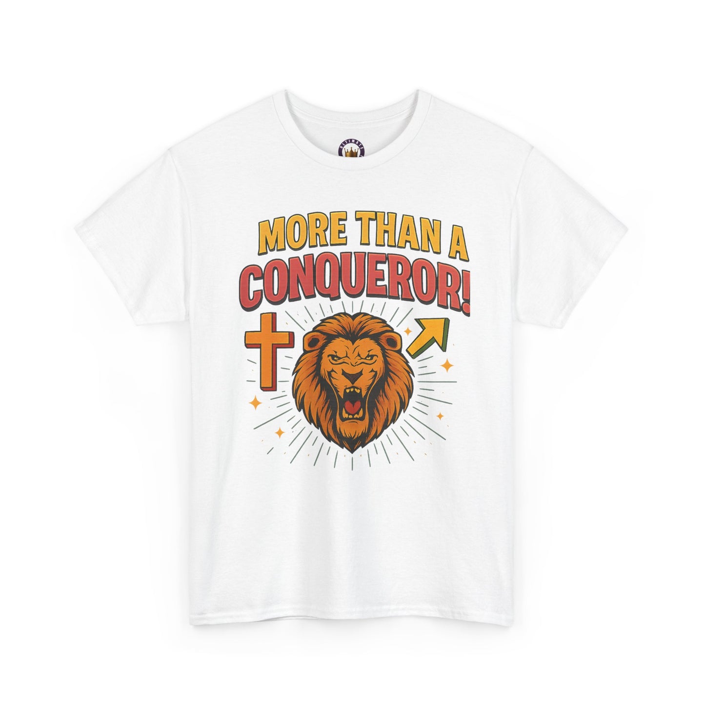 More Than Conqueror Lion Tee | Unisex Cotton Shirt, Motivational Tee, Inspirational Apparel, Christian Gift, Lion Graphic T-Shirt