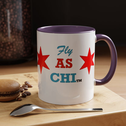 Fly As Chi Coffee Mug with Bold Typography, Perfect for Chicago Lovers, Unique Gift, Travel Mug, Fun Office Décor, Everyday Use
