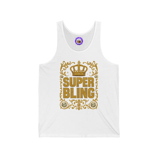 Super Bling Unisex Jersey Tank Top, Casual Summer Wear, Party Outfit, Gift for Him/Her, Trendy Graphic Tank