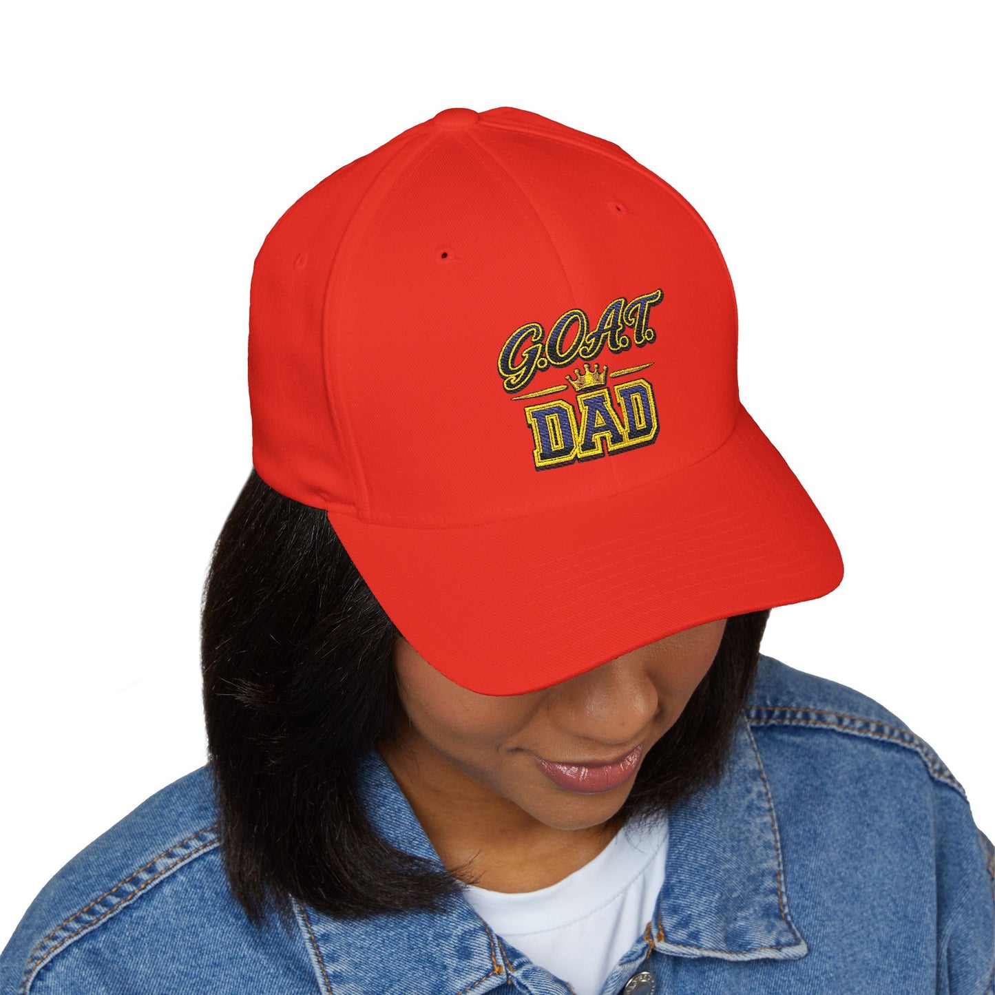 GOAT Dad Embroidered Baseball Cap — Crowned Best Dad Gift