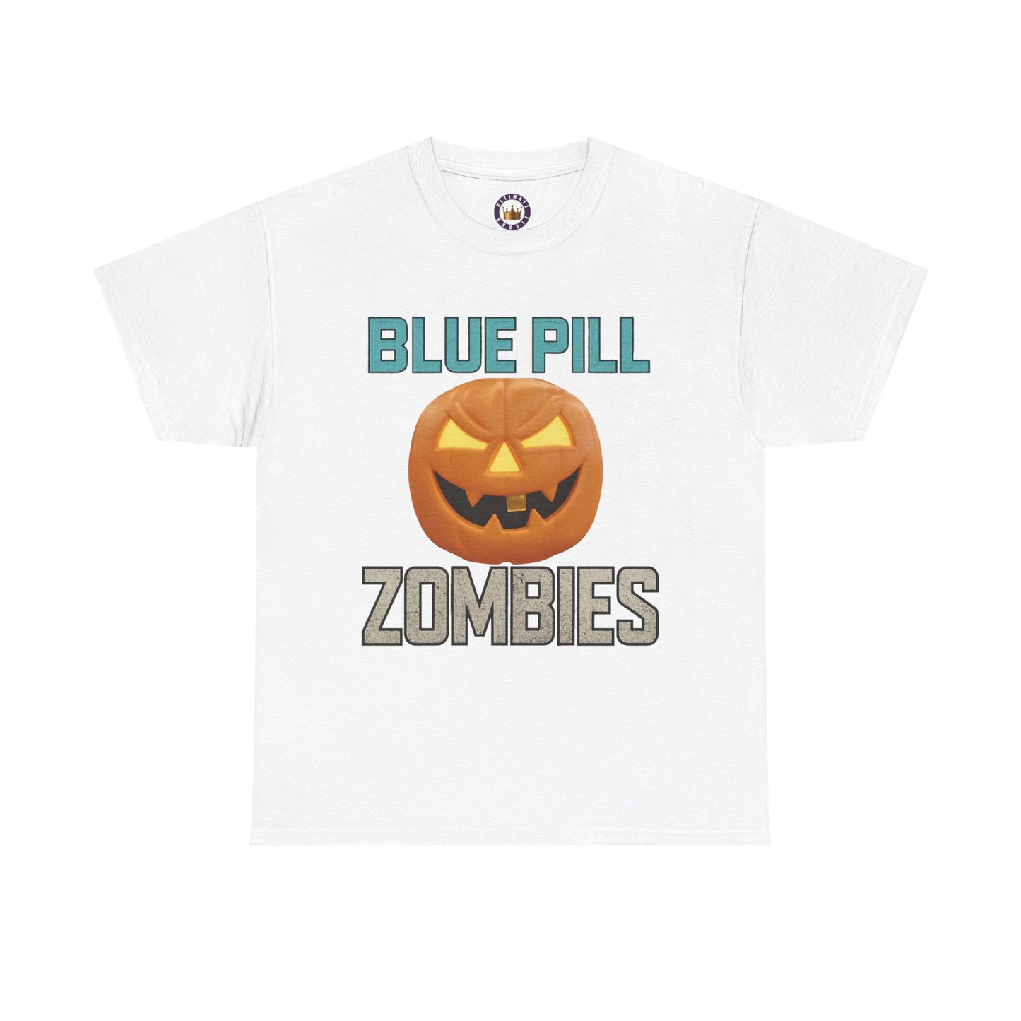 BLUE PILL ZOMBIES Tee | Halloween Zombie Tee, Funny Pumpkin Shirt, Unisex Heavy Cotton Tee, Party Apparel, Spooky Gift Idea, Fall Festivities