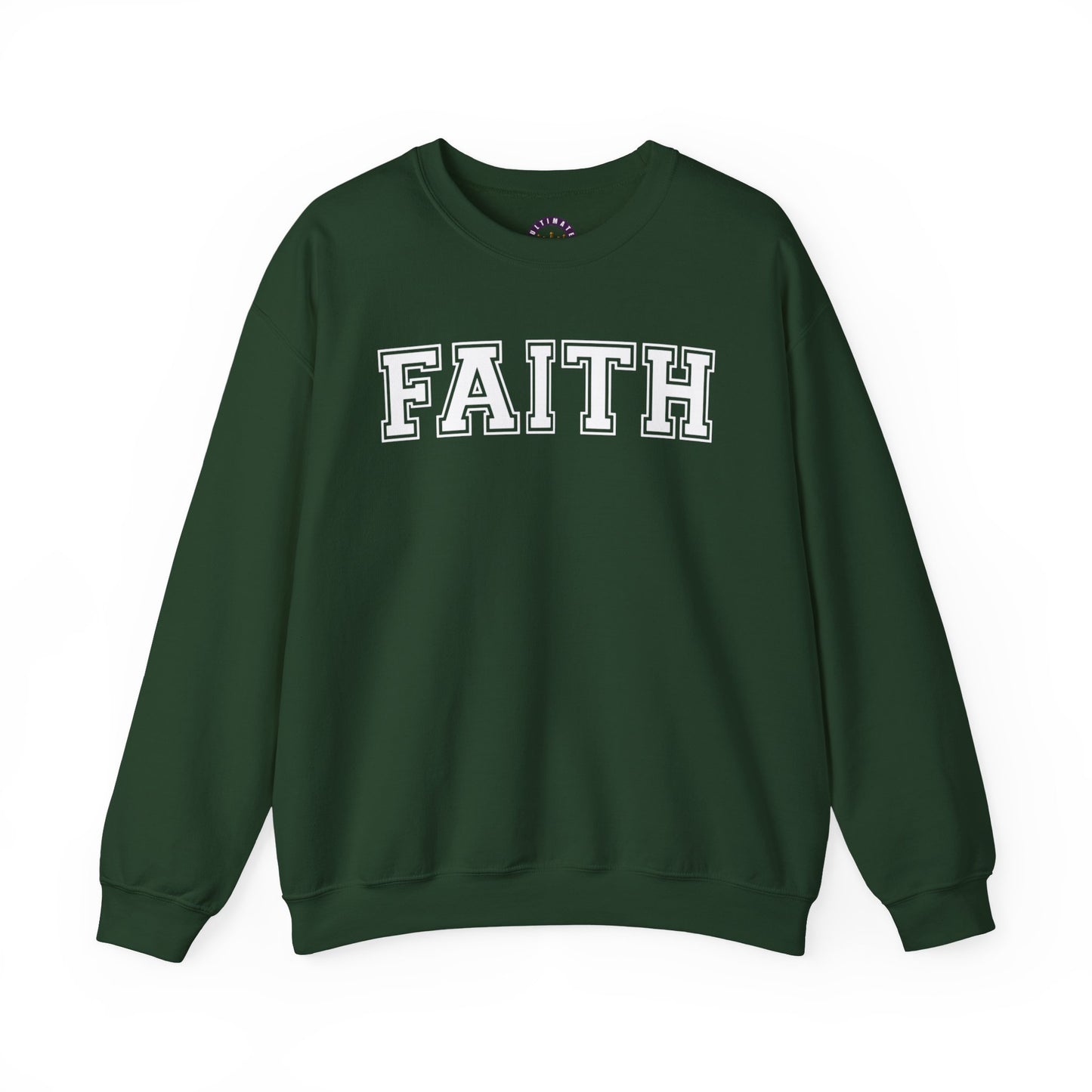 Faith Unisex Crewneck Sweatshirt | Classic Varsity Lettering Religious Pullover
