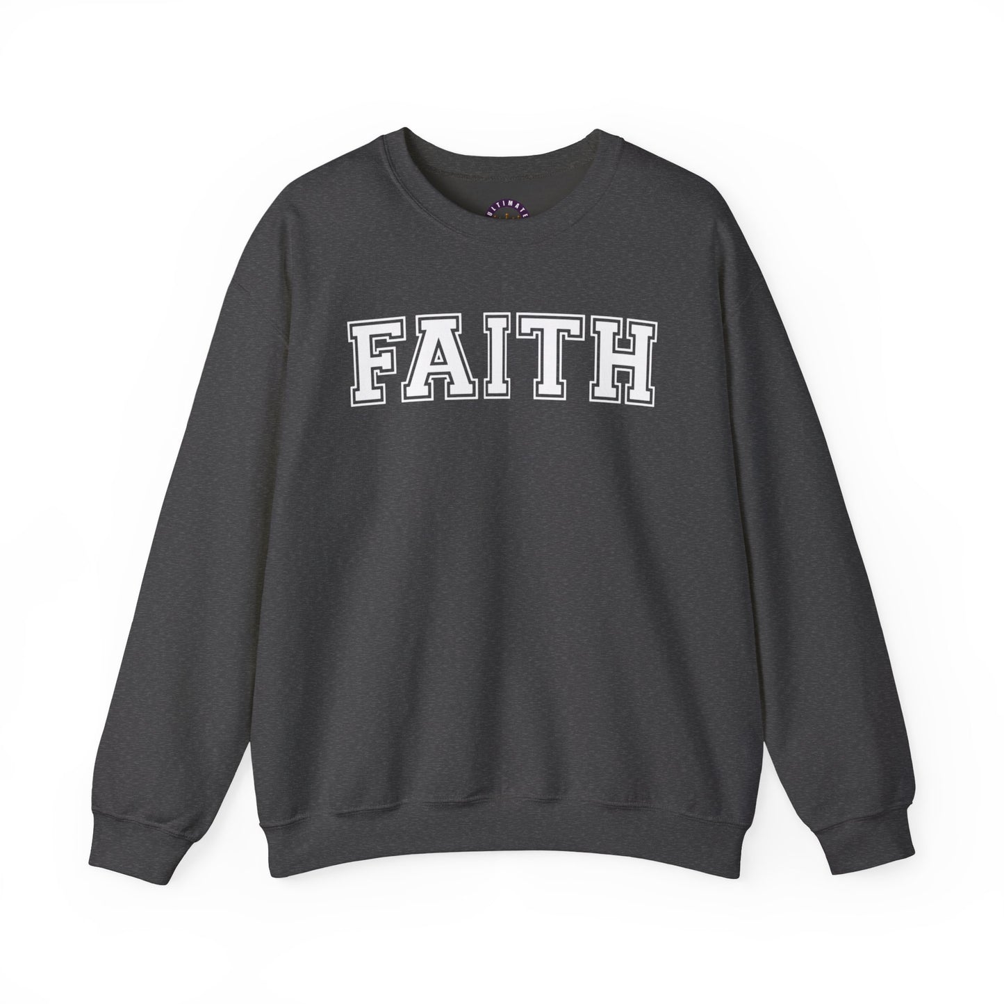 Faith Unisex Crewneck Sweatshirt | Classic Varsity Lettering Religious Pullover