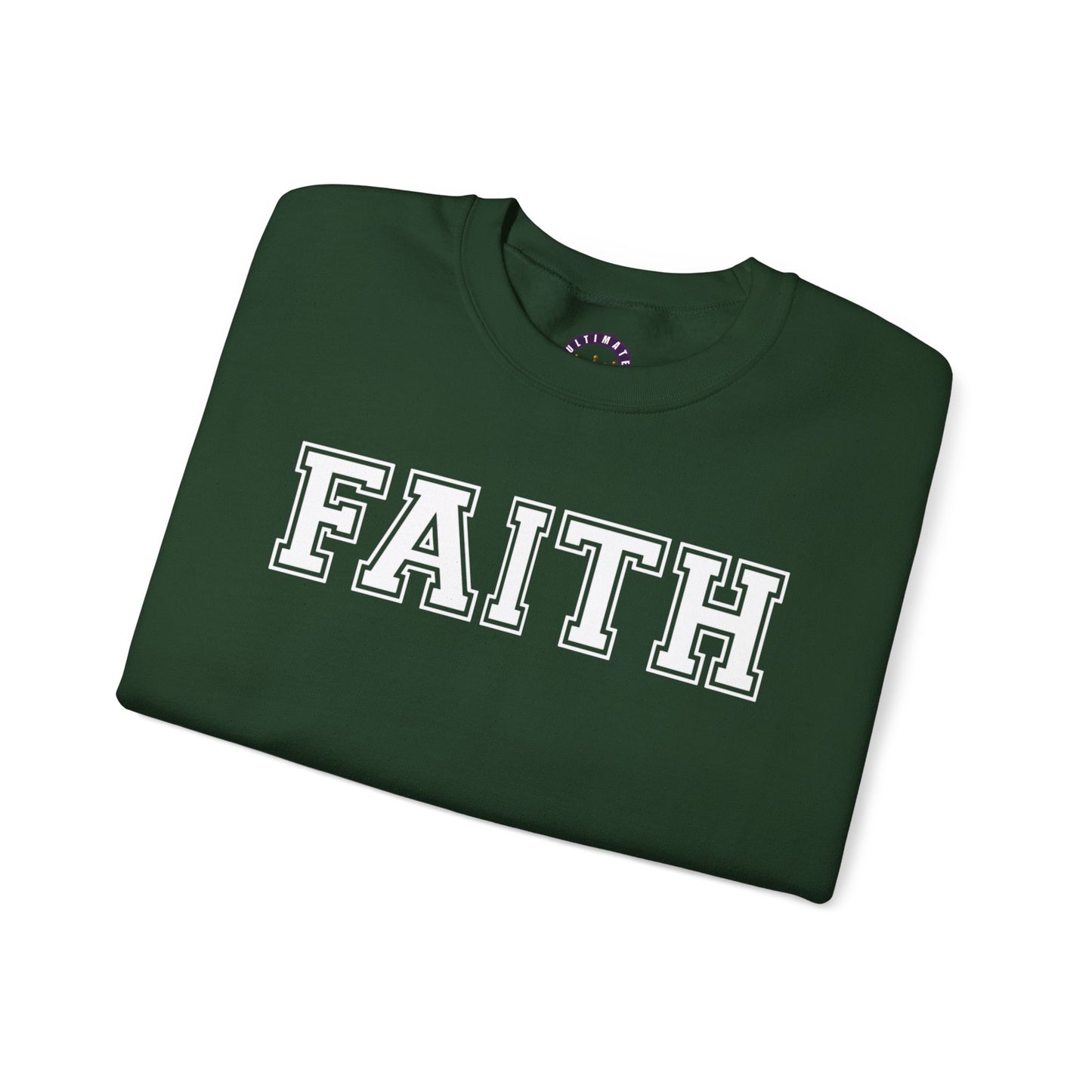 Faith Unisex Crewneck Sweatshirt | Classic Varsity Lettering Religious Pullover