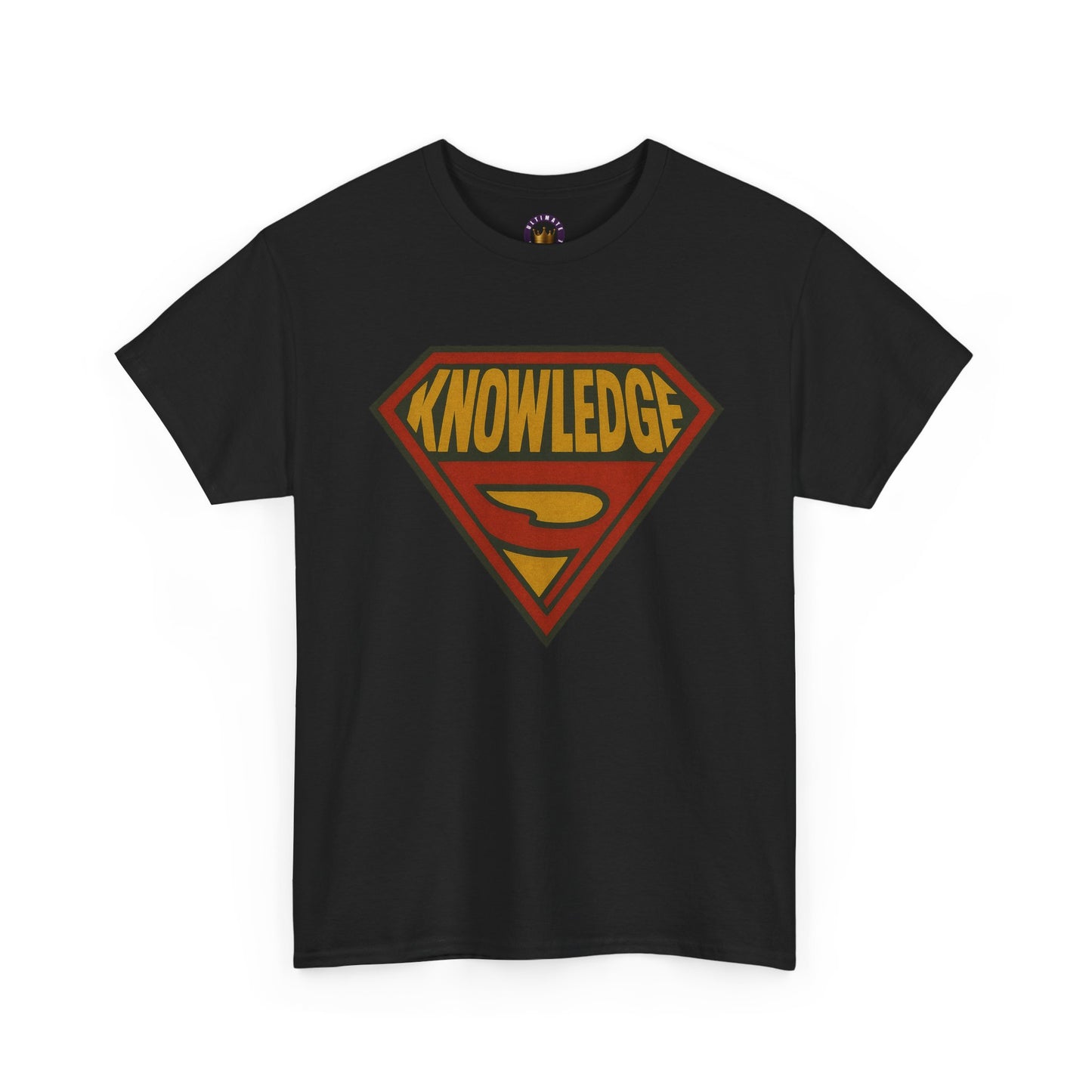 Knowledge Shield Tee | Retro Superhero Emblem T-Shirt