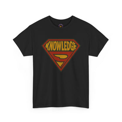 Knowledge Shield Tee | Retro Superhero Emblem T-Shirt