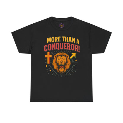 More Than Conqueror Lion Tee | Unisex Cotton Shirt, Motivational Tee, Inspirational Apparel, Christian Gift, Lion Graphic T-Shirt