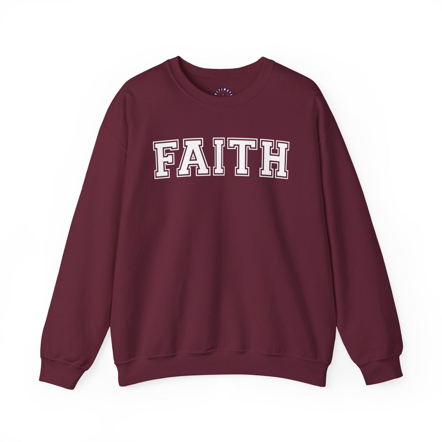 Faith Unisex Crewneck Sweatshirt | Classic Varsity Lettering Religious Pullover