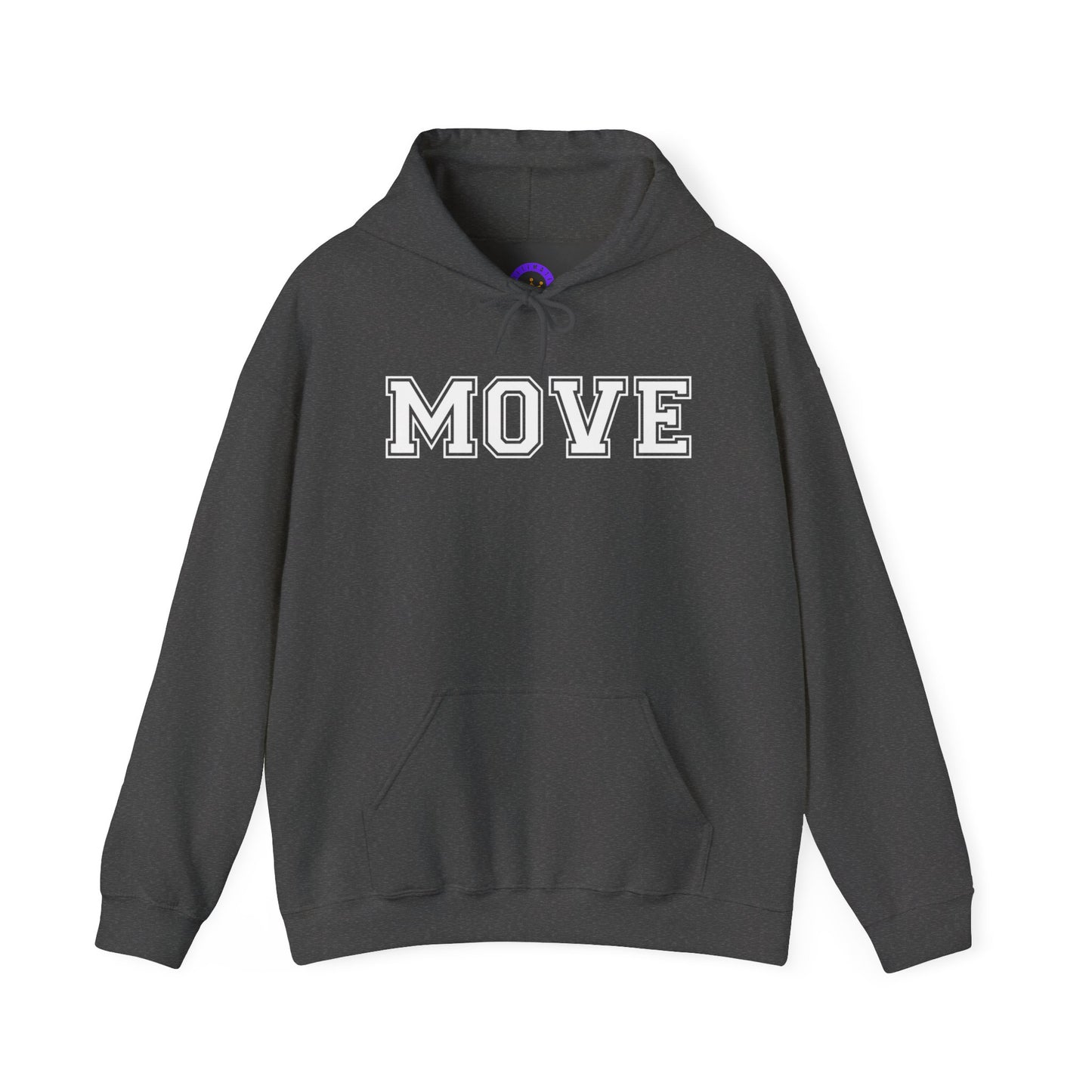 Black Unisex Heavy Blend™ Hooded Sweatshirt - MOVE Design - Cozy Casual Wear, Gym Hoodie, Gift for Fitness Lovers, Relaxing Outfit