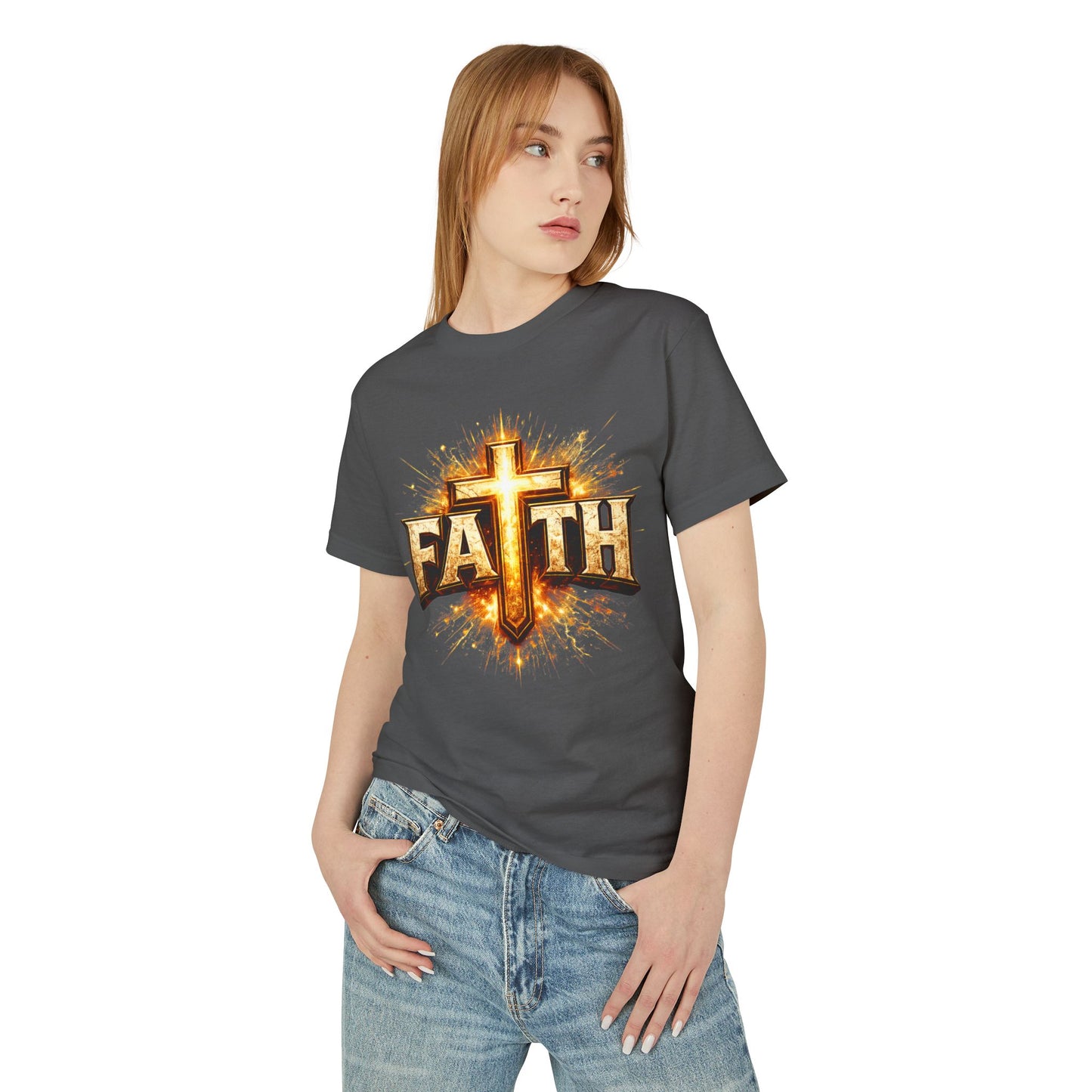 FAITH BREASTPLATE  | 100% COTTON HEAVYWEIGHT, DISTRESSED PRINT, FADED TONE TEE