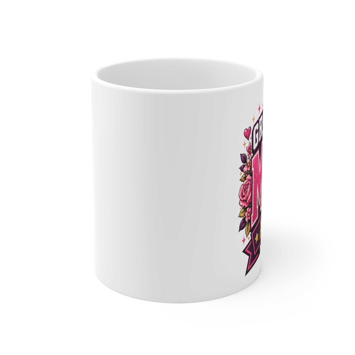 GREATEST MOM ALIVE! - WHITE Accent Coffee Mug |  Mothers Day Gift, Floral Pink Ribbon