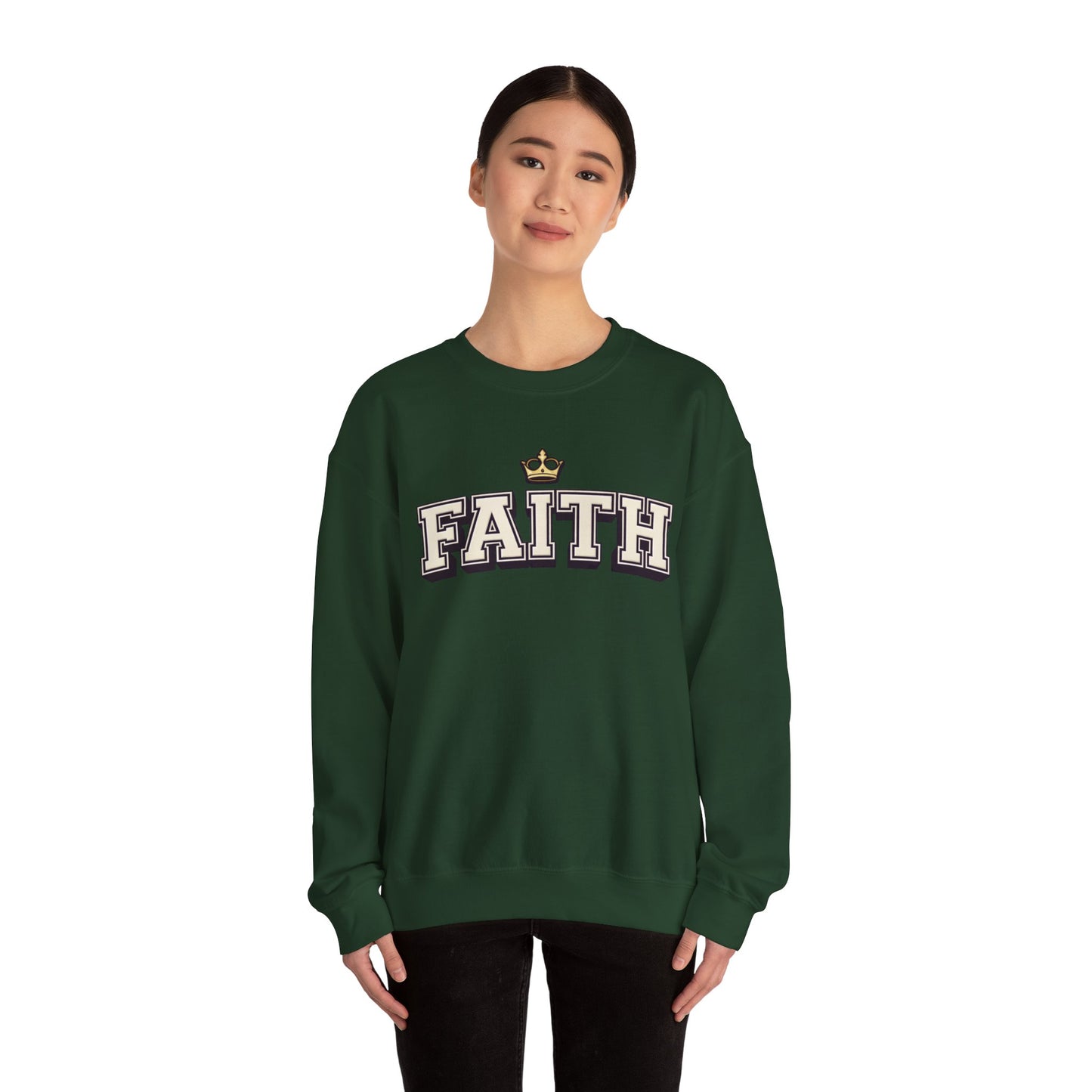 Faith Unisex Crewneck Sweatshirt | Classic Varsity Lettering Pullover