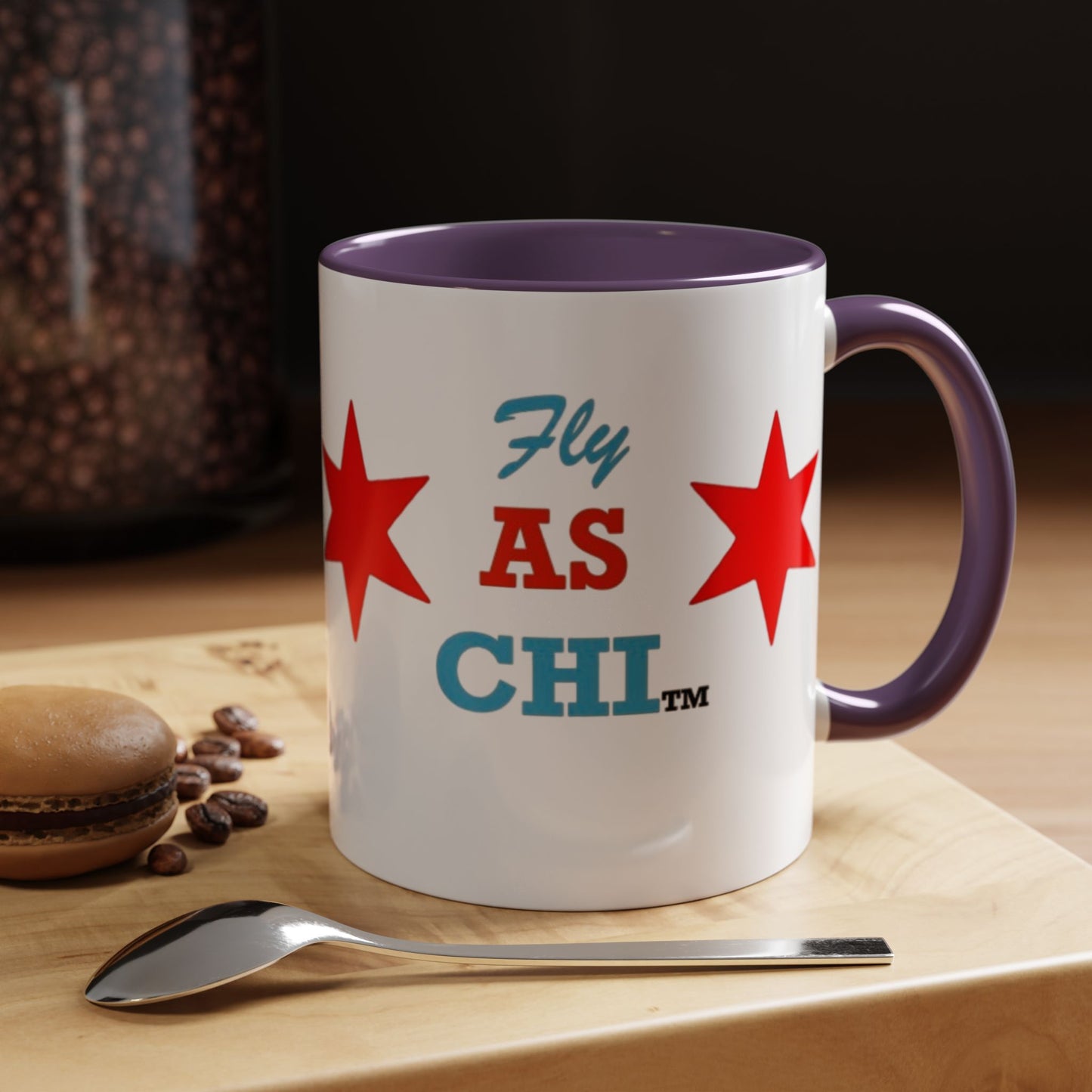 Fly As Chi Coffee Mug with Bold Typography, Perfect for Chicago Lovers, Unique Gift, Travel Mug, Fun Office Décor, Everyday Use
